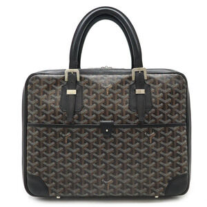 GOYARD Ambassade Bag Briefcase Handbag Herringbone Black Brown White